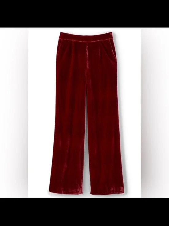 Soft Surroundings Aria Velvet Wide Leg Pants Pull On Burgundy Red Womens Sz- XL - Picture 10 of 10